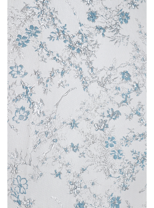 Brocado Flores Azul e Prata