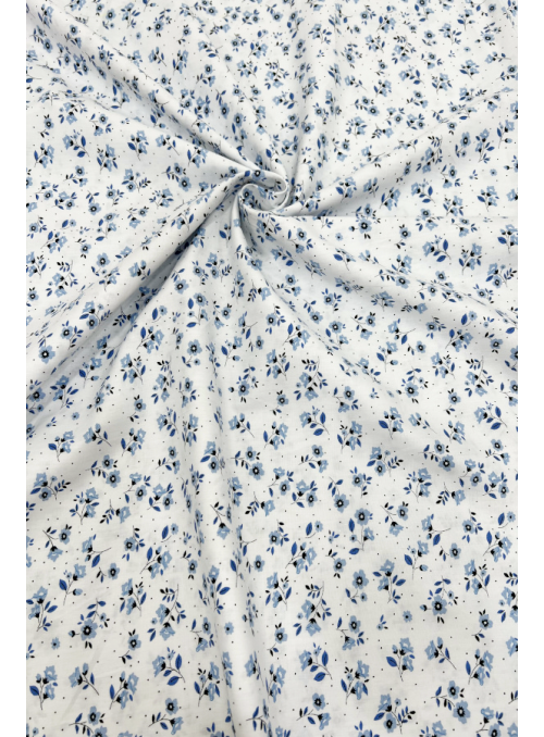 Algodón Flores Azul