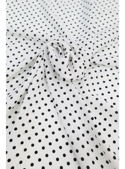 Georgete Polka Branco e Preto