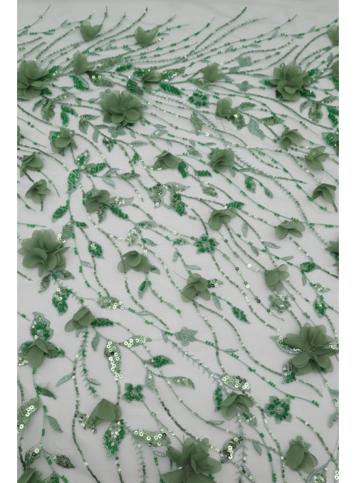 Renda Verde Flores 3D