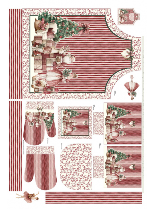 Painel de Costura Natalício Riscas Vermelho